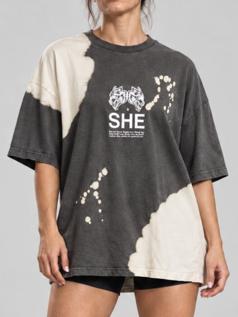 Darc Sport SHE Oversized Bleach T-Shirt Gray Small